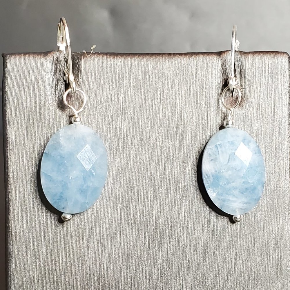 Handcrafted Genuine Aquamarine & Sterling Silver Earrings